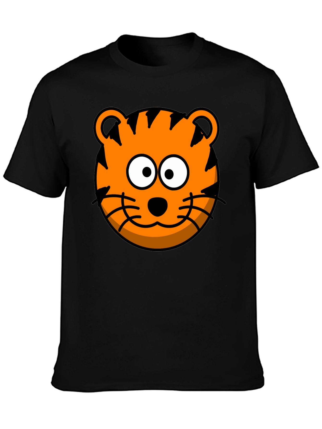Funny Tiger Graphic Tee - Cartoon Animal Black T-Shirt