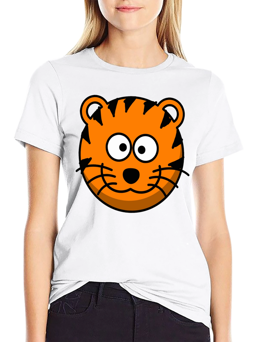 Funny Tiger Graphic Tee - Cartoon Animal Black T-Shirt