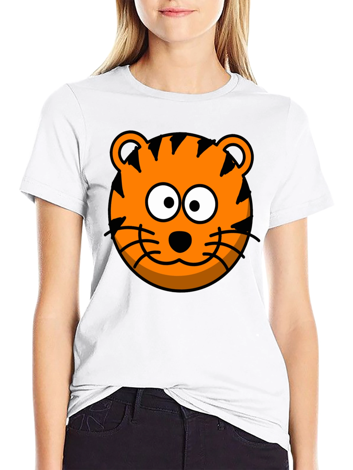 Funny Tiger Graphic Tee - Cartoon Animal Black T-Shirt