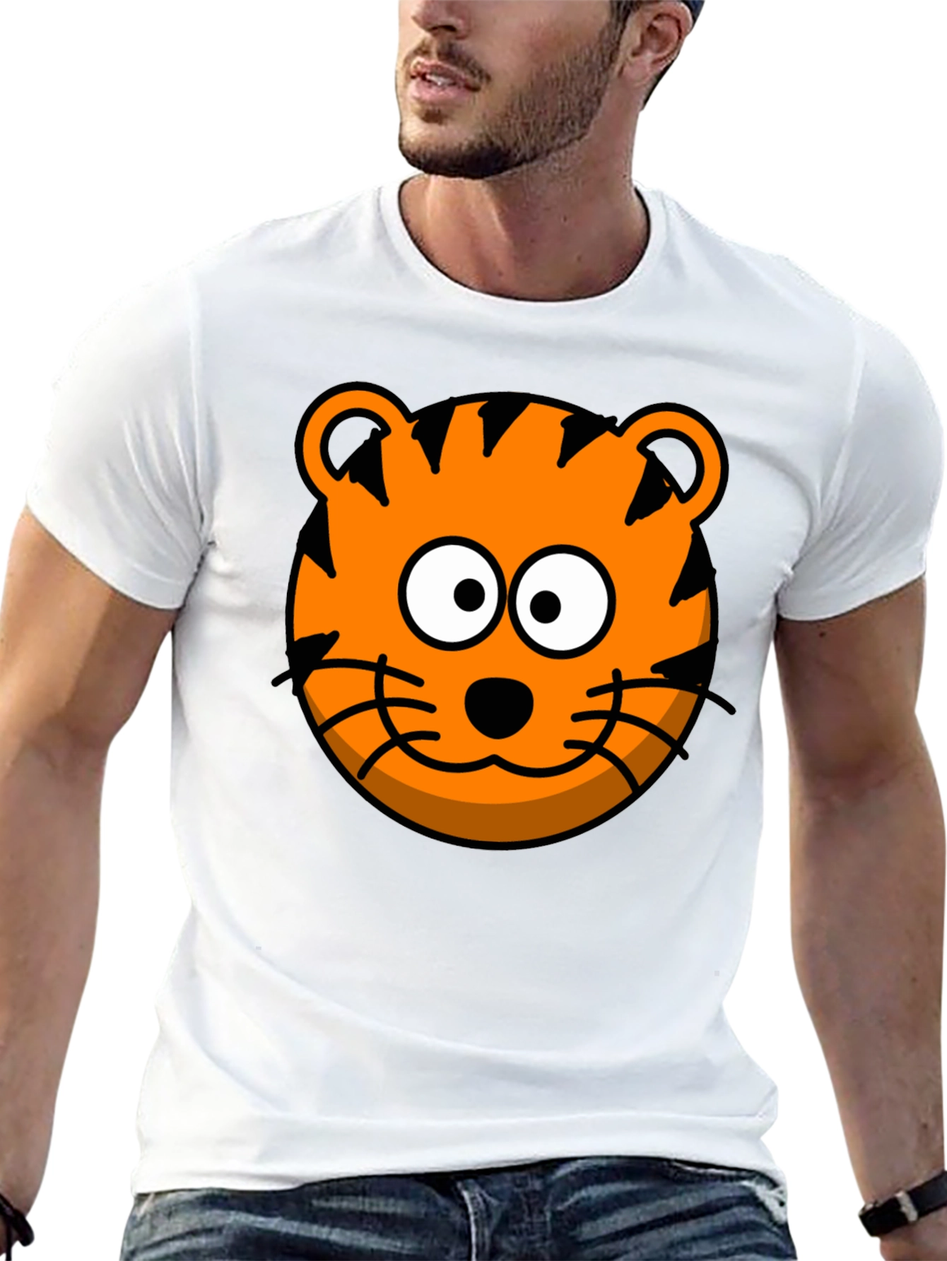 Funny Tiger Graphic Tee - Cartoon Animal Black T-Shirt