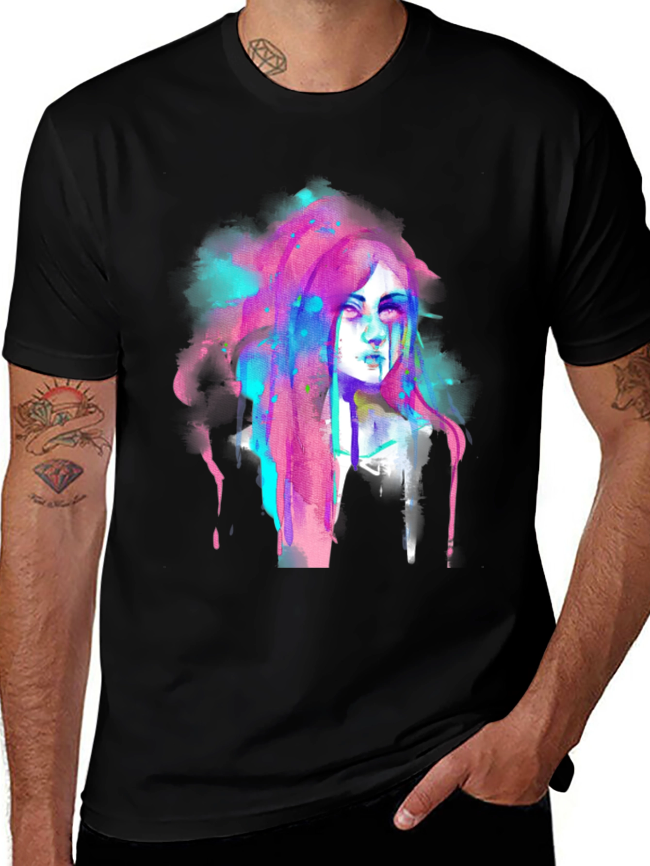 Abstract Watercolor Womans Face Graphic Tee