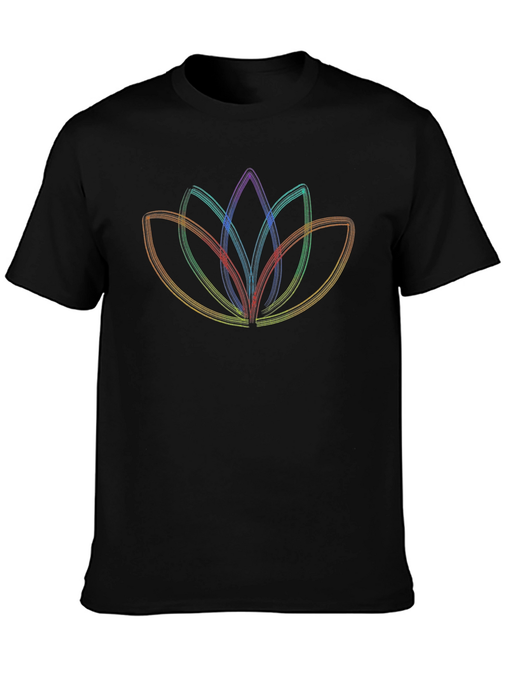 Rainbow Lotus Flower Graphic Tee - Mens Black T-Shirt