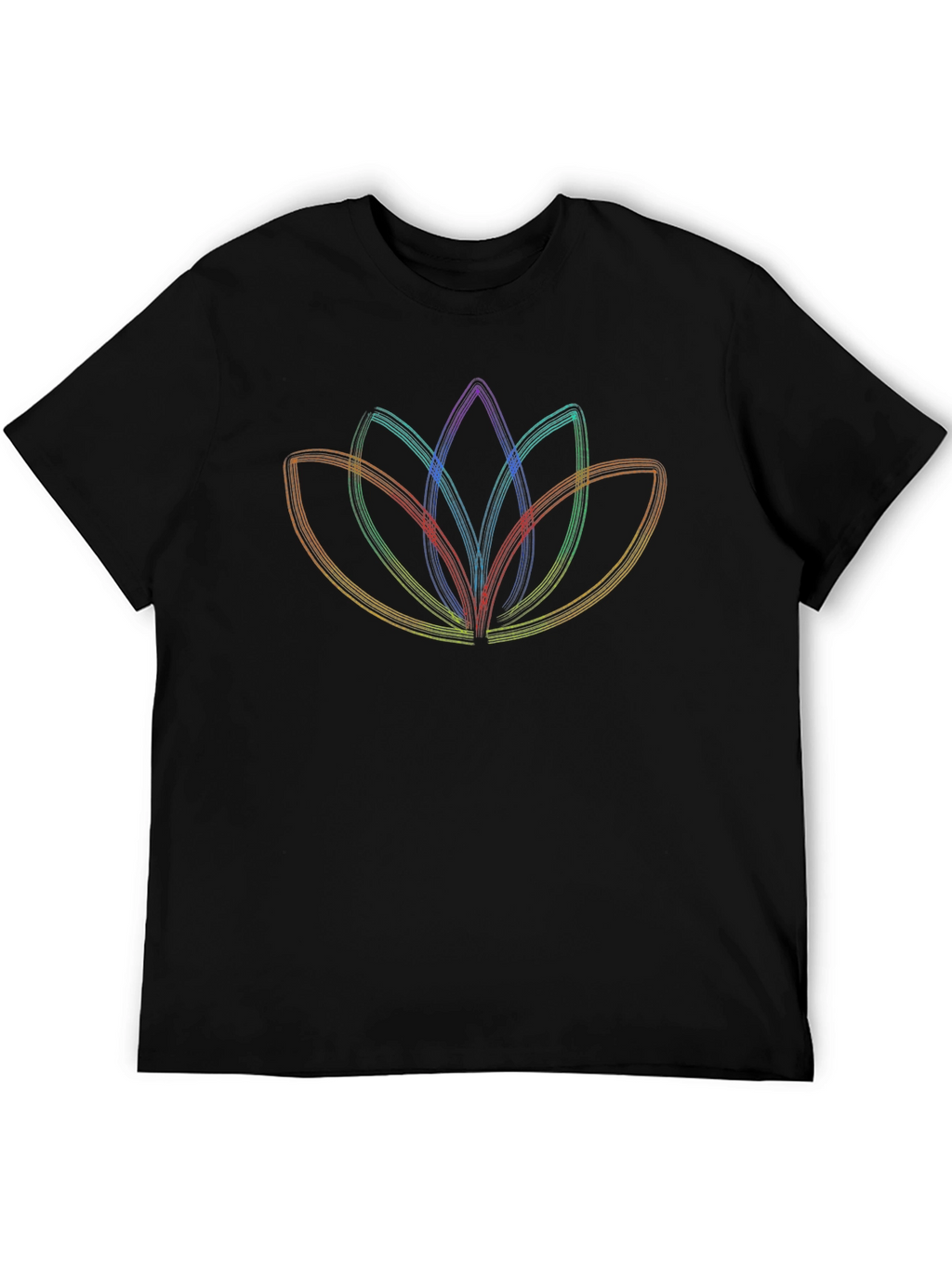 Rainbow Lotus Flower Graphic Tee - Mens Black T-Shirt