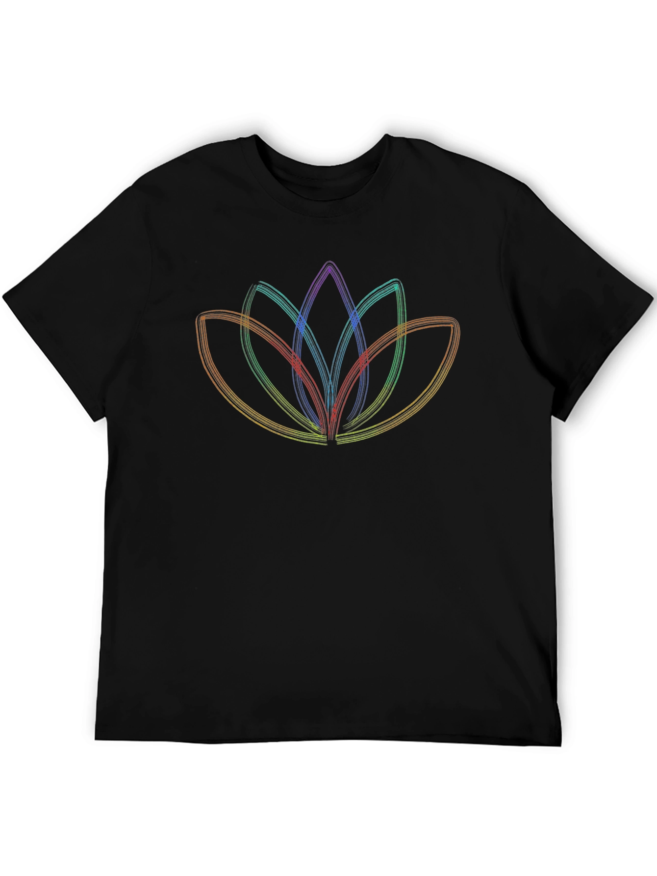 Rainbow Lotus Flower Graphic Tee - Mens Black T-Shirt