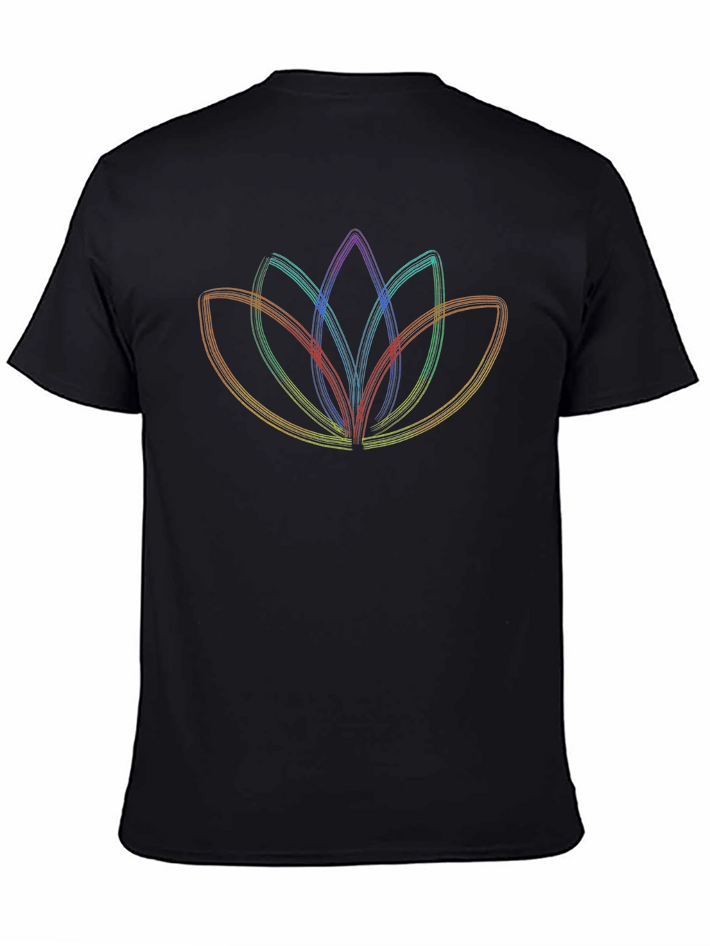 Rainbow Lotus Flower Graphic Tee - Mens Black T-Shirt