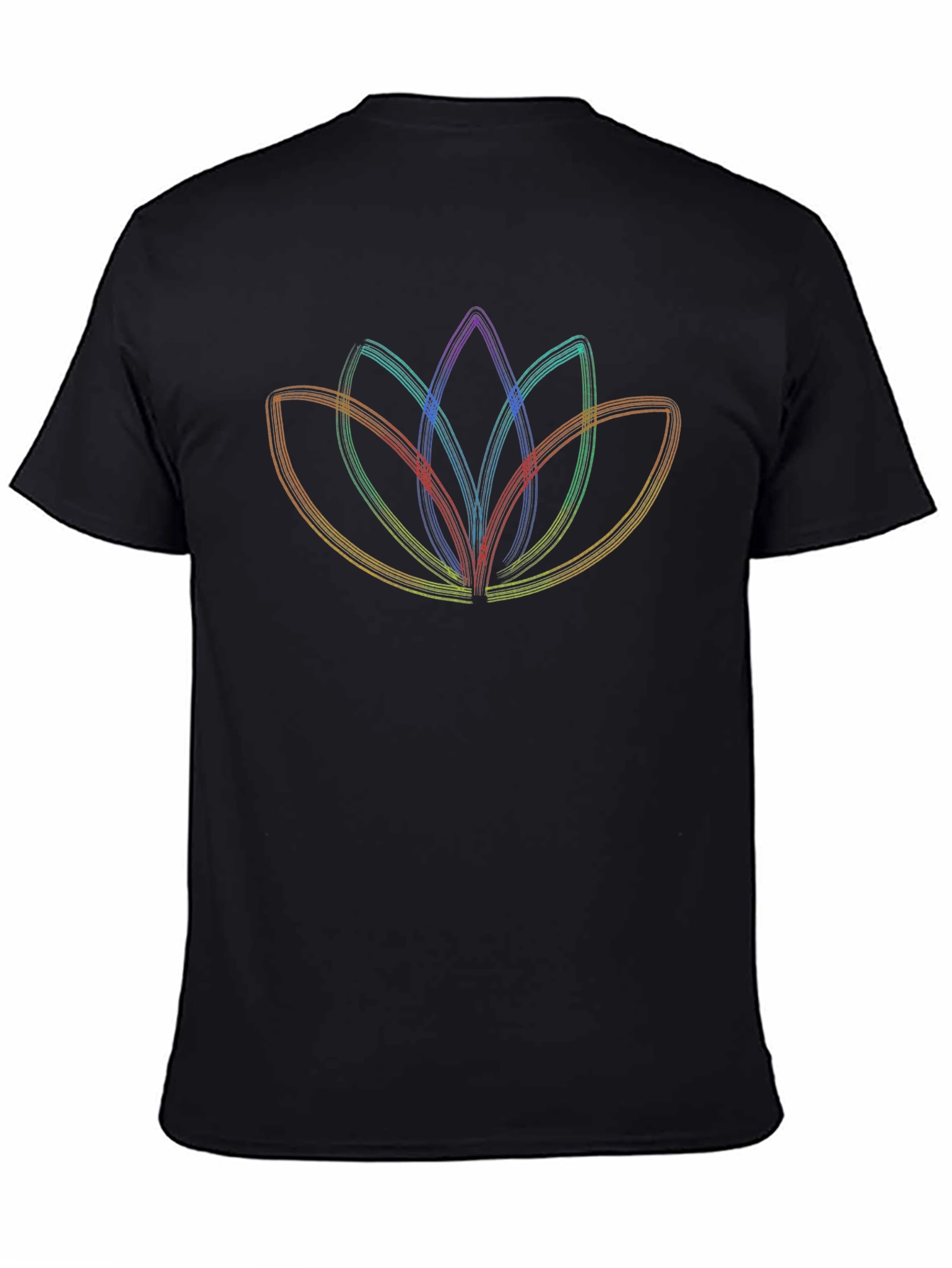 Rainbow Lotus Flower Graphic Tee - Mens Black T-Shirt