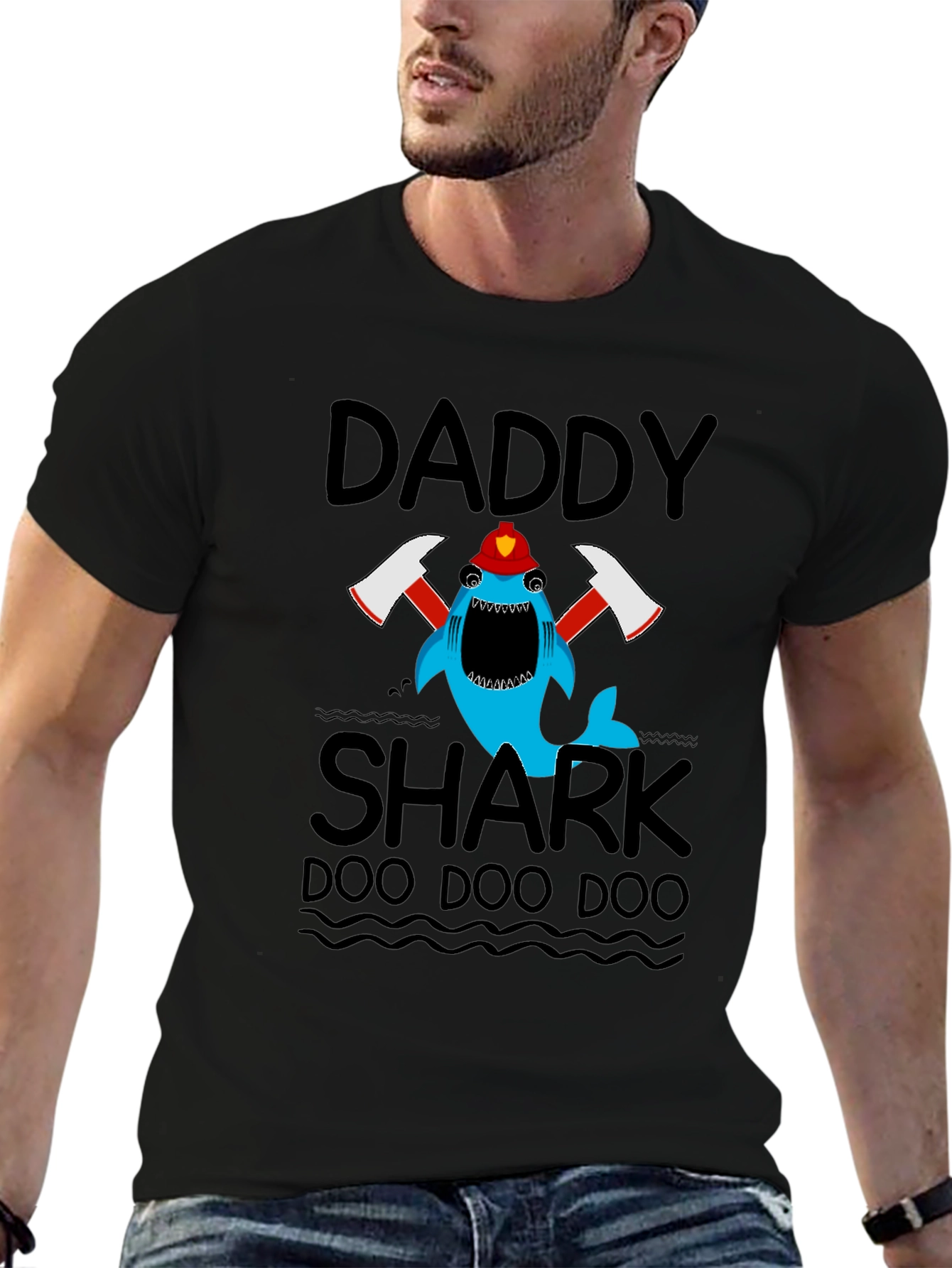 Daddy Shark Firefighter T-Shirt