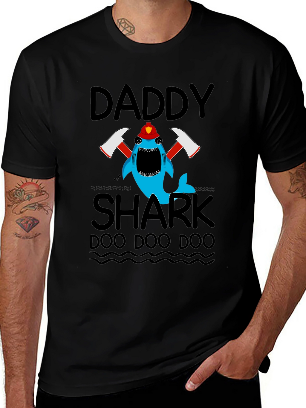 Daddy Shark Firefighter T-Shirt