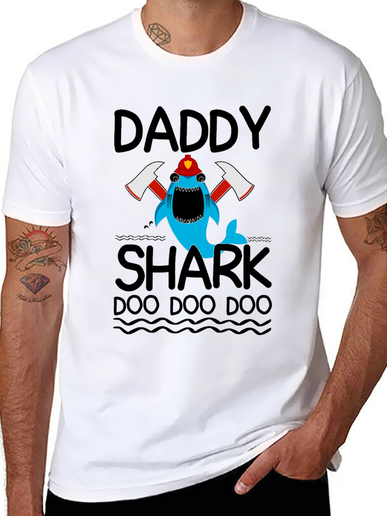 Daddy Shark Firefighter T-Shirt