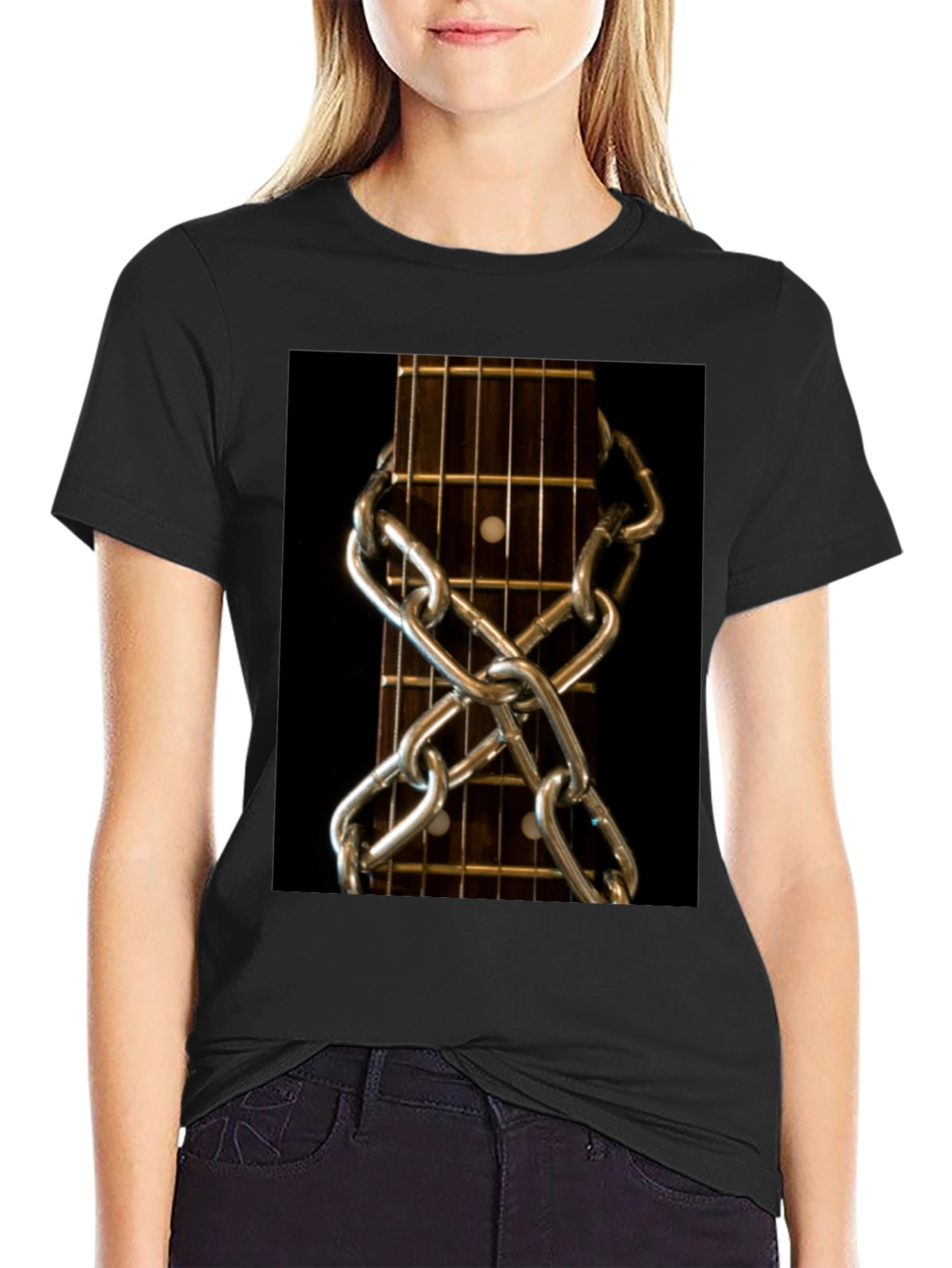 Guitar Neck & Chain Graphic T-Shirt