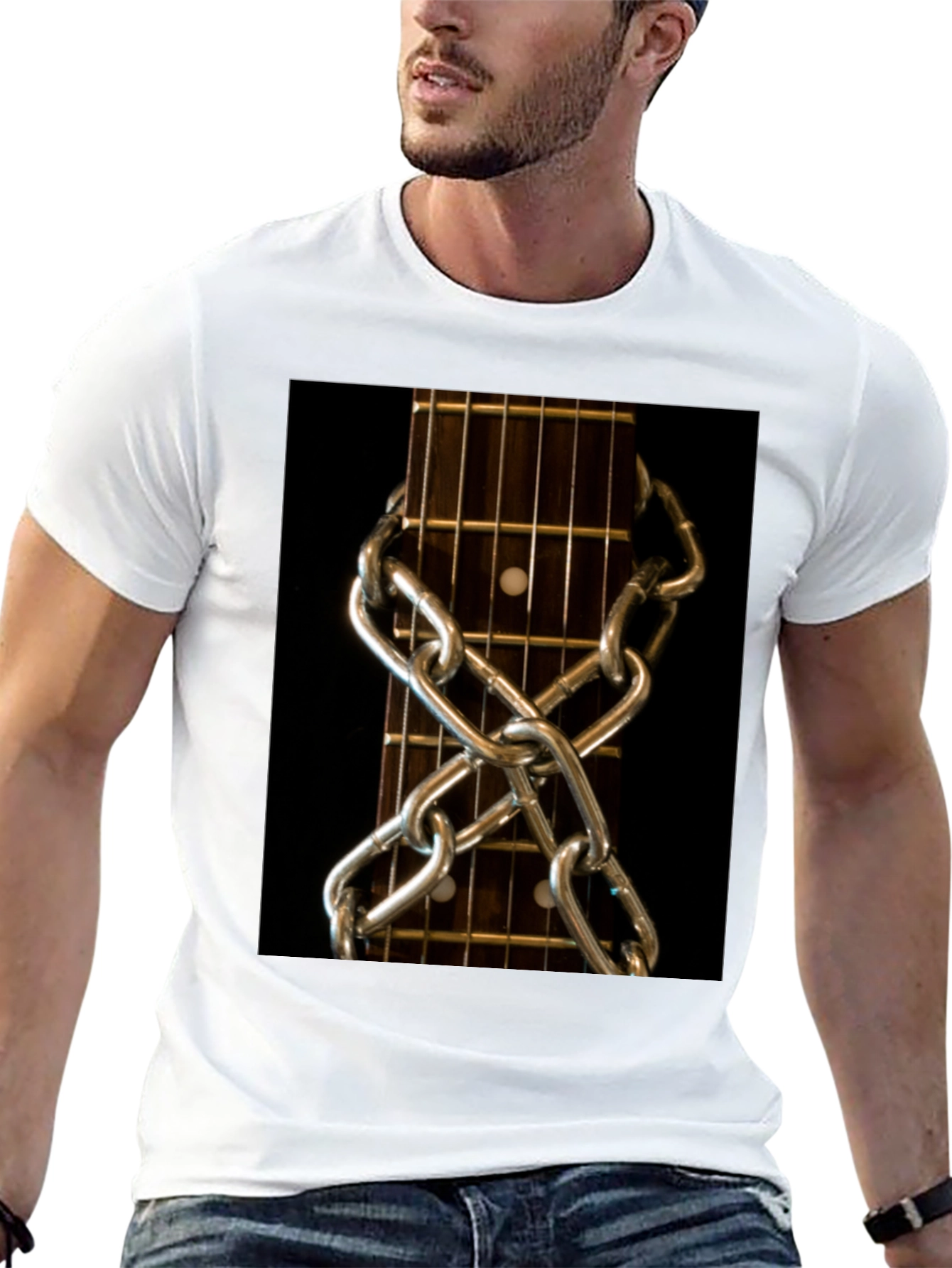 Guitar Neck & Chain Graphic T-Shirt