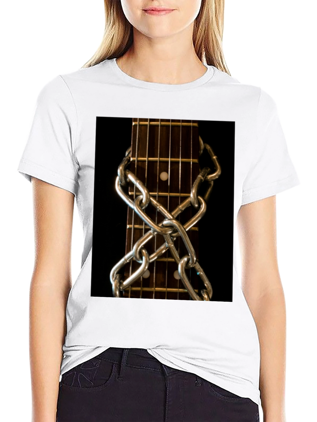 Guitar Neck & Chain Graphic T-Shirt