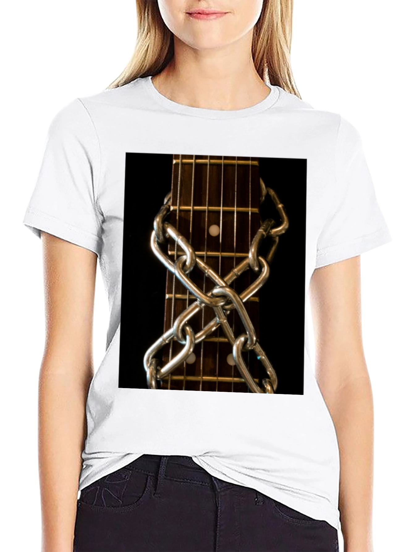 Guitar Neck & Chain Graphic T-Shirt