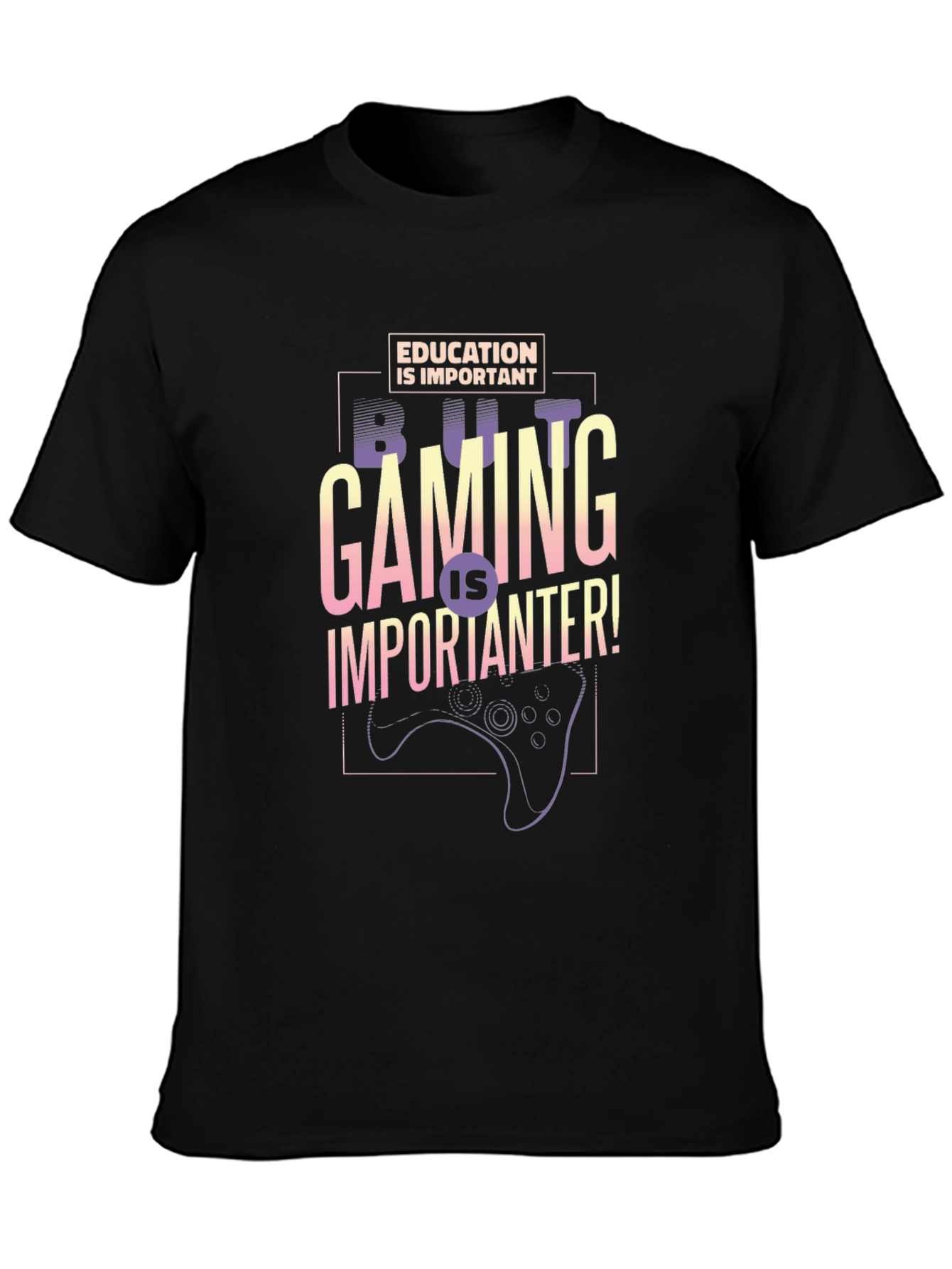 Gaming is Importanter Graphic Tee - Black