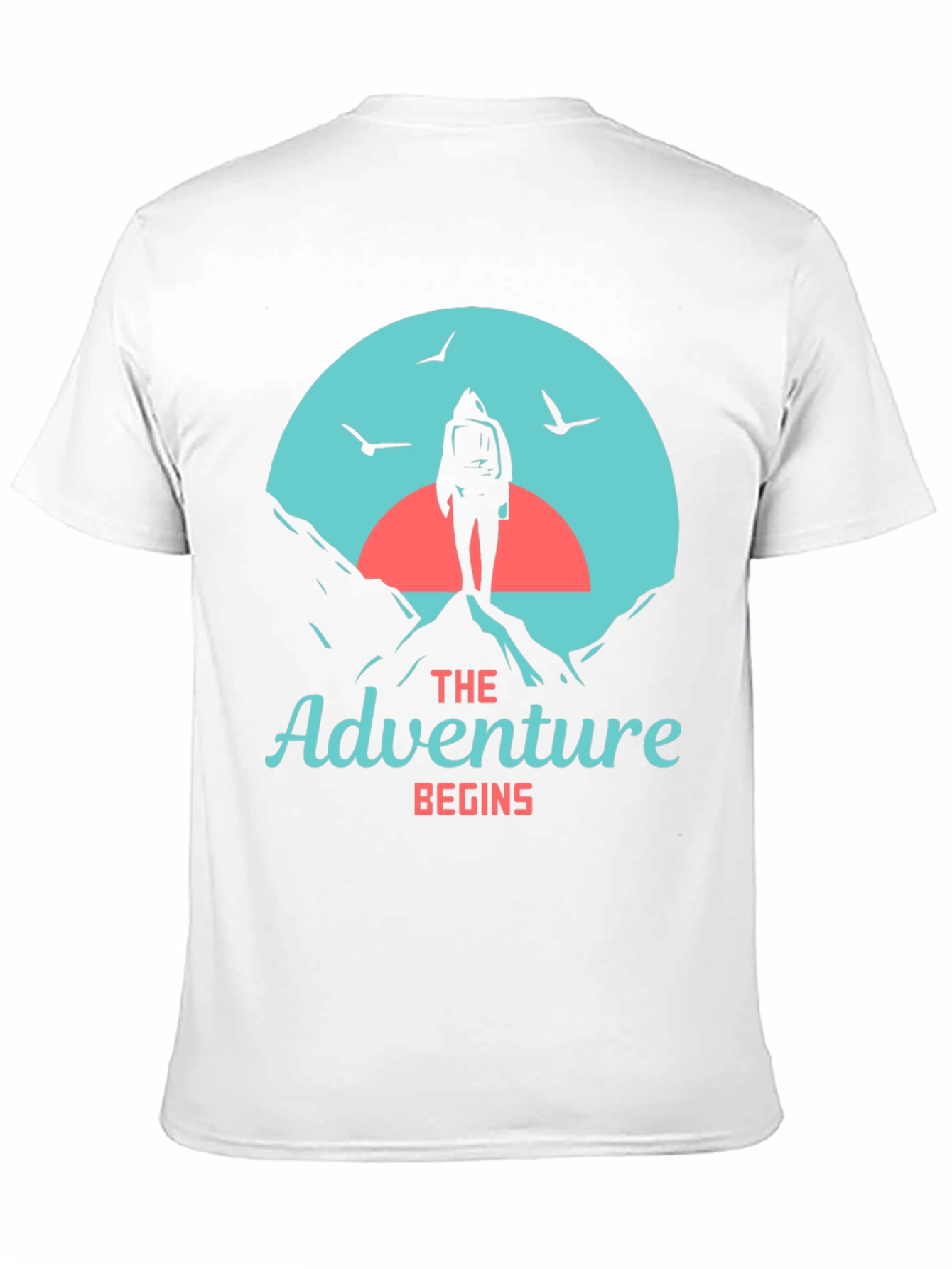 Adventure Begins Graphic Tee - Hiker Design