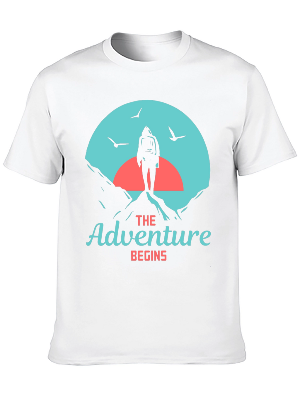 Adventure Begins Graphic Tee - Hiker Design