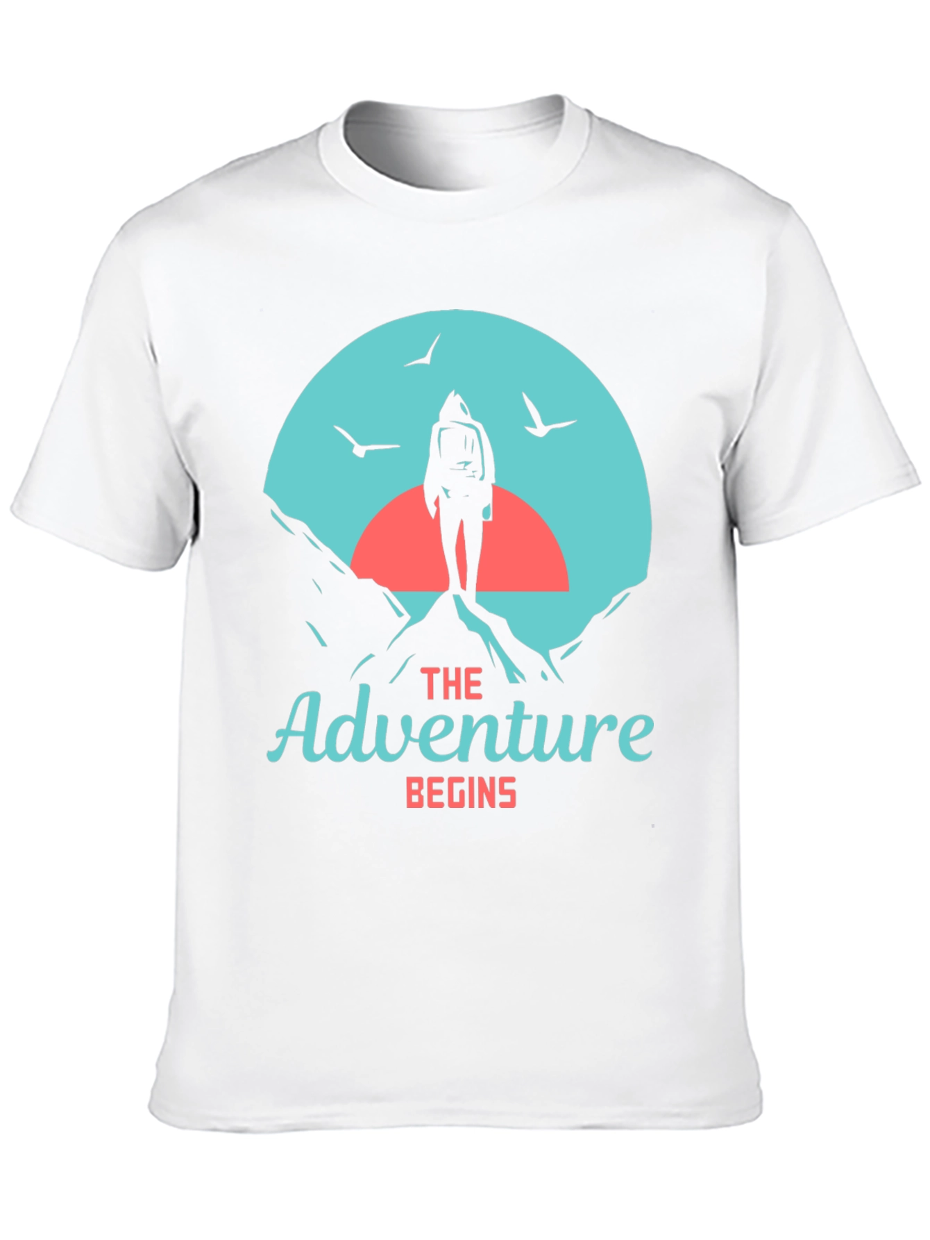 Adventure Begins Graphic Tee - Hiker Design
