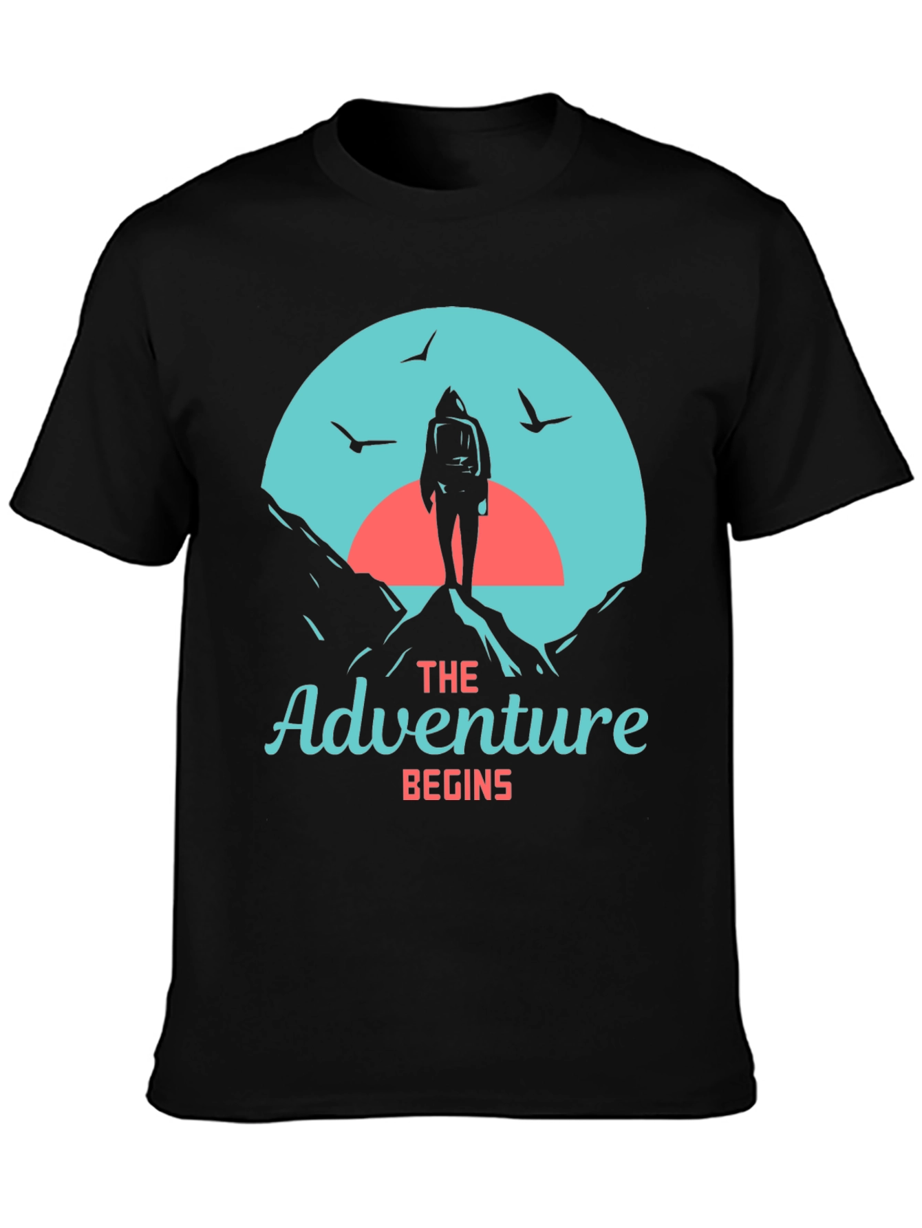 Adventure Begins Graphic Tee - Hiker Design