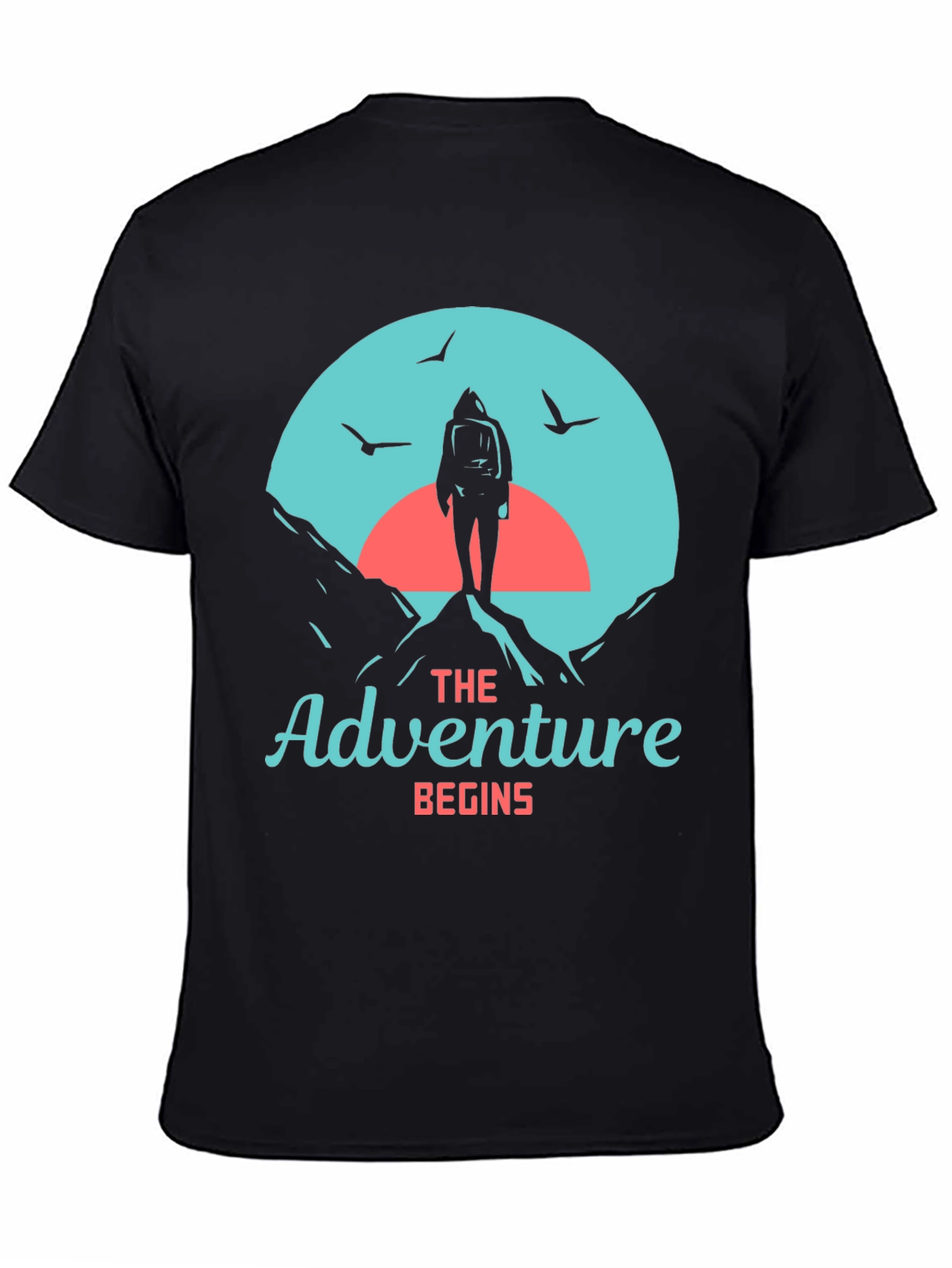 Adventure Begins Graphic Tee - Hiker Design