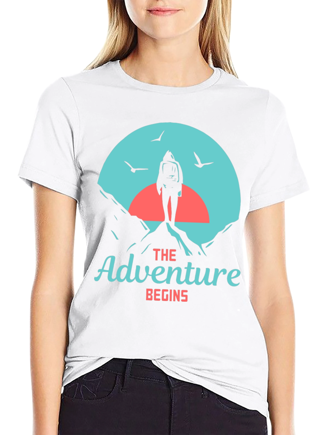 Adventure Begins Graphic Tee - Hiker Design