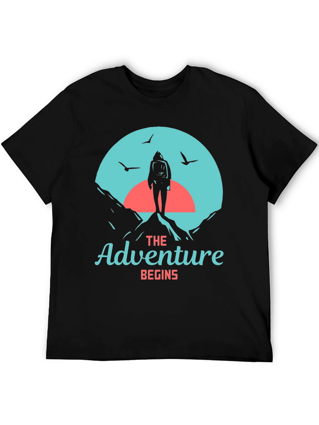 Adventure Begins Graphic Tee - Hiker Design