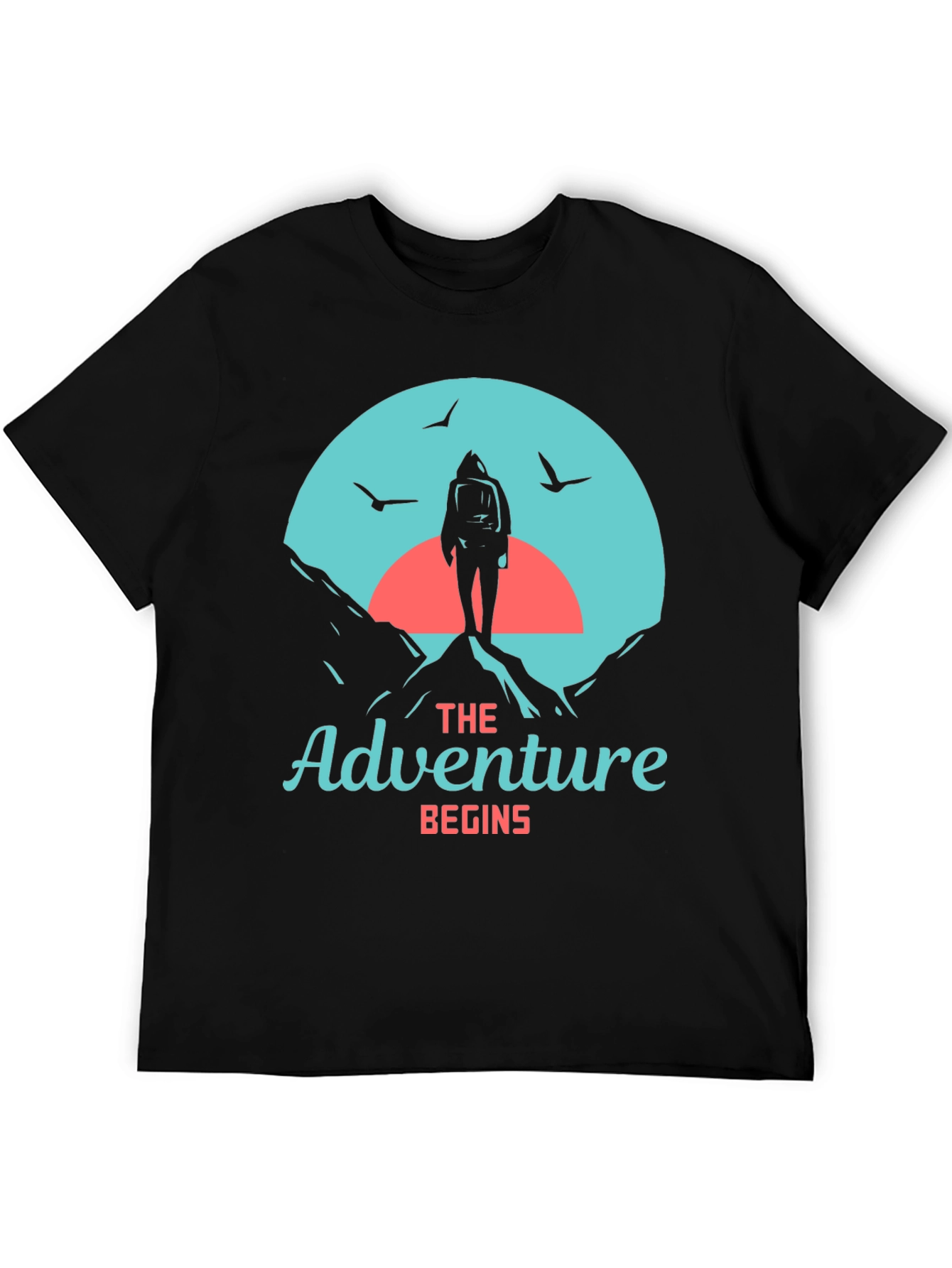 Adventure Begins Graphic Tee - Hiker Design