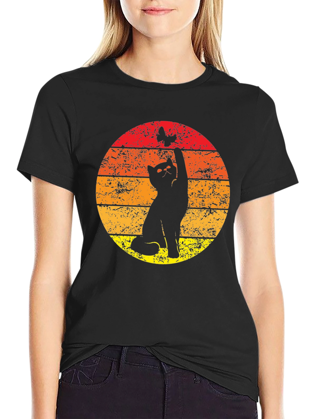 Cat and Butterfly Graphic Tee