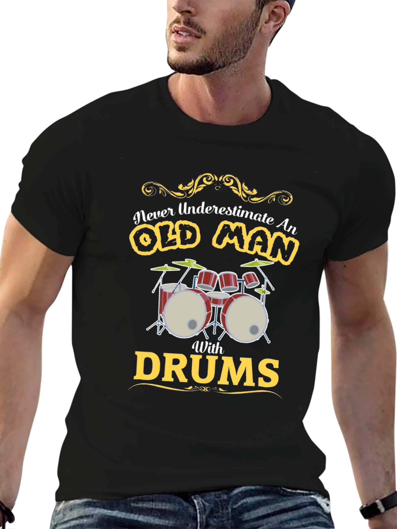 Old Man Drums Graphic Tee - Black