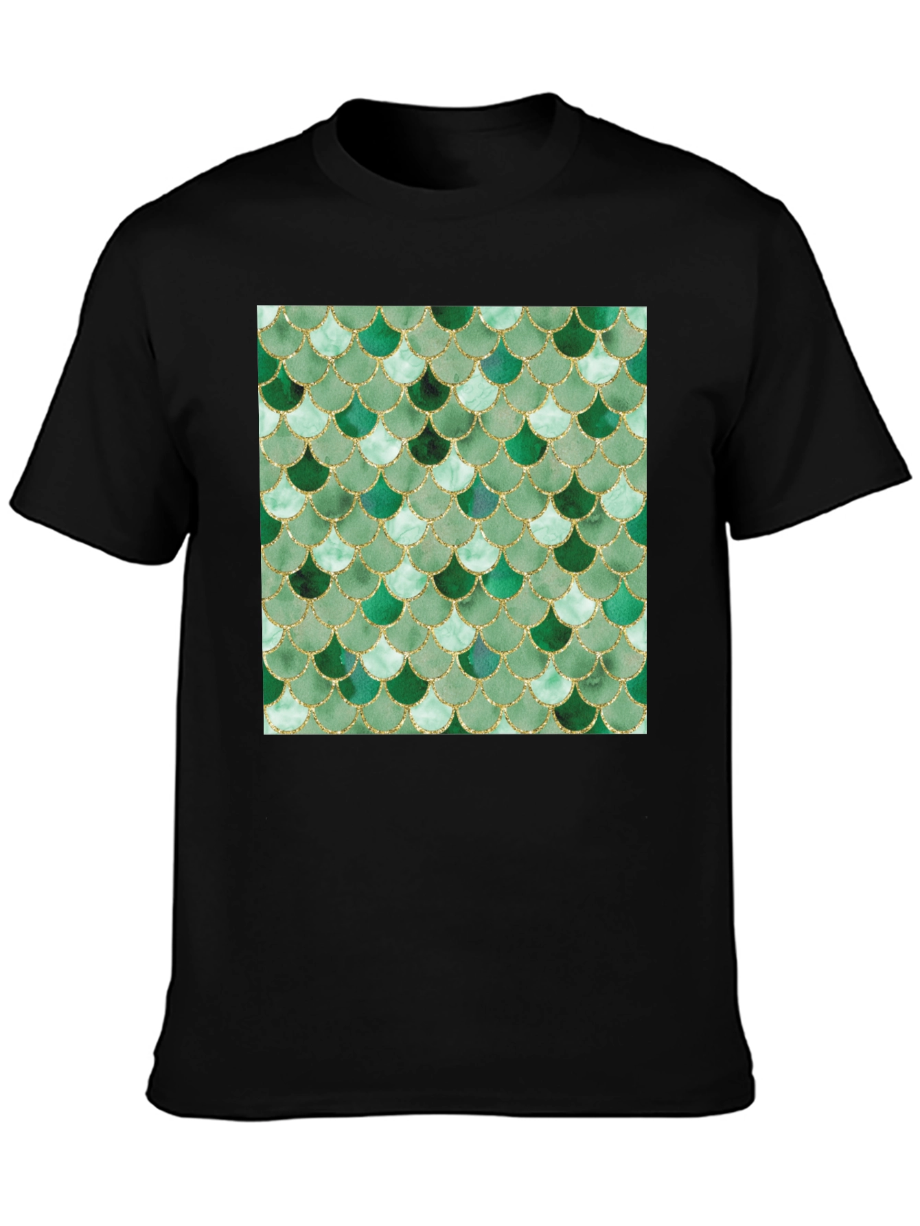 Green Scale Print Black T-Shirt - Stylish Casual Wear