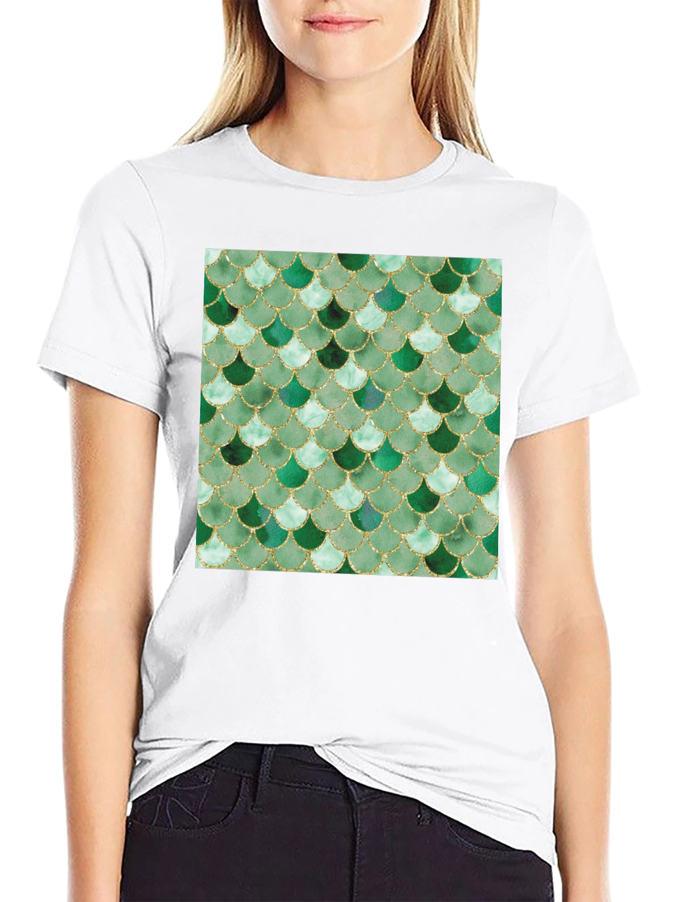 Green Scale Print Black T-Shirt - Stylish Casual Wear