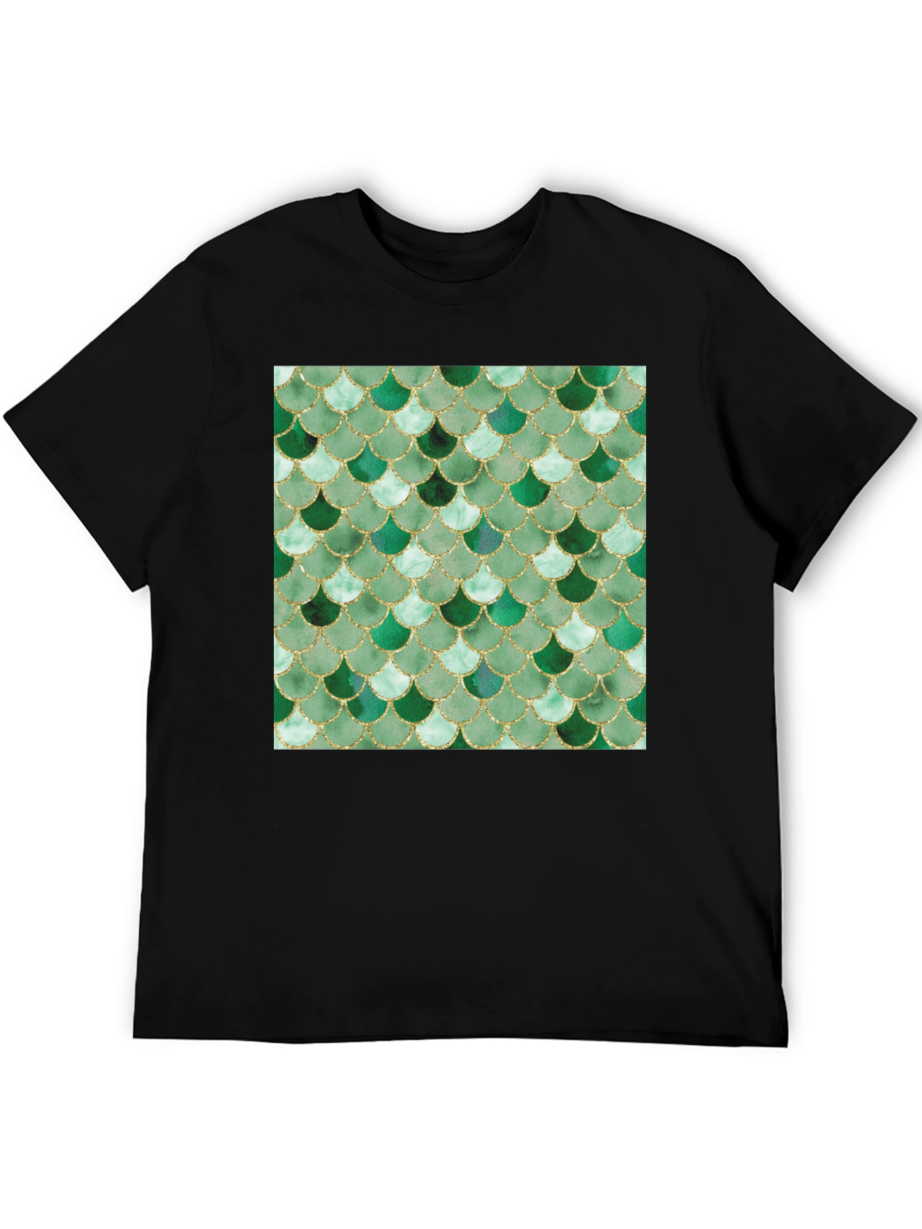 Green Scale Print Black T-Shirt - Stylish Casual Wear