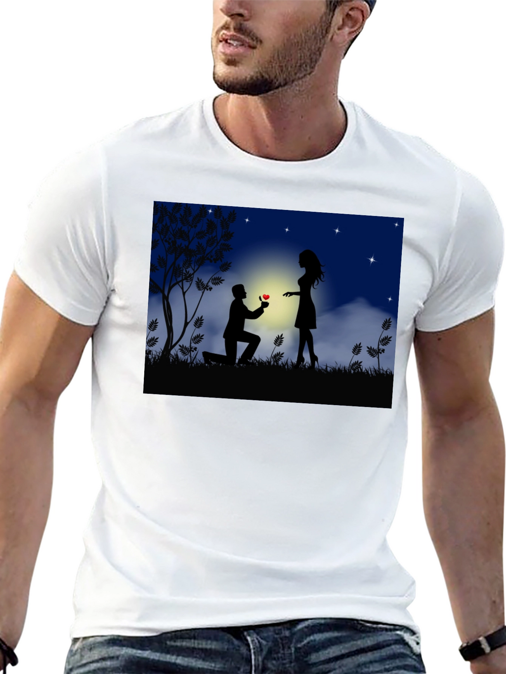 Romantic Proposal Graphic T-Shirt