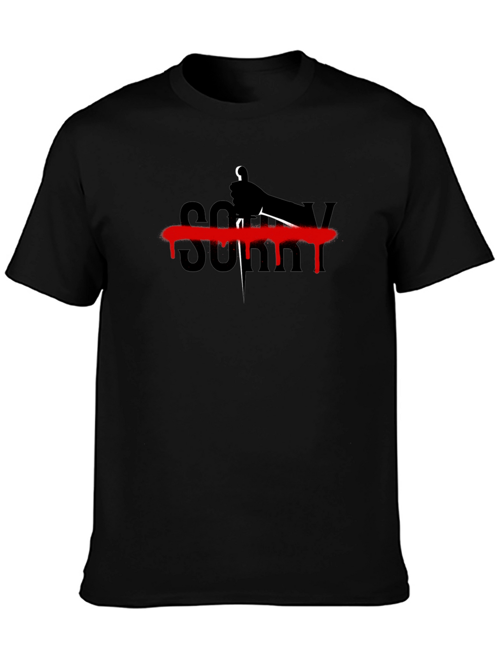 Edgy Sorry T-Shirt - Black Graphic Tee