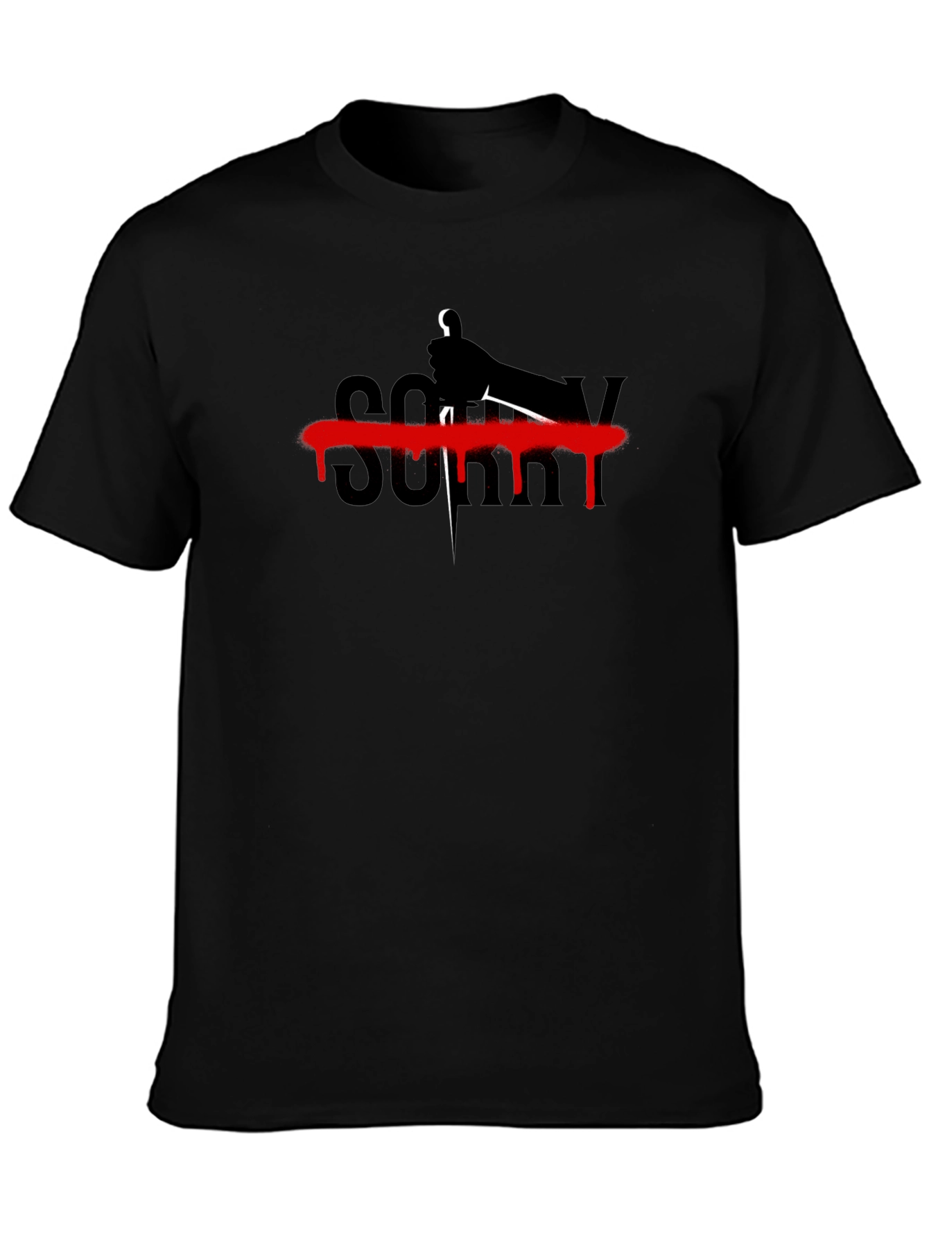 Edgy Sorry T-Shirt - Black Graphic Tee