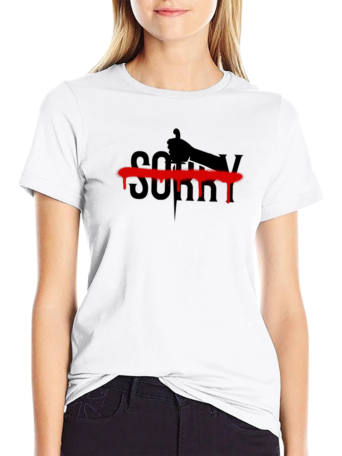 Edgy Sorry T-Shirt - Black Graphic Tee