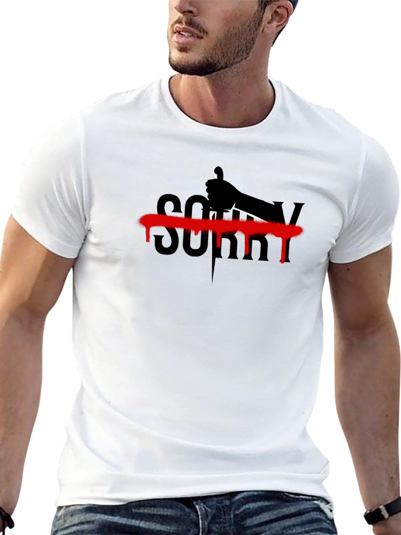 Edgy Sorry T-Shirt - Black Graphic Tee