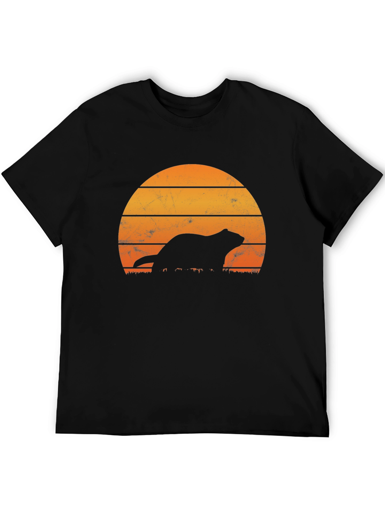 Retro Sunset Otter Silhouette T-Shirt