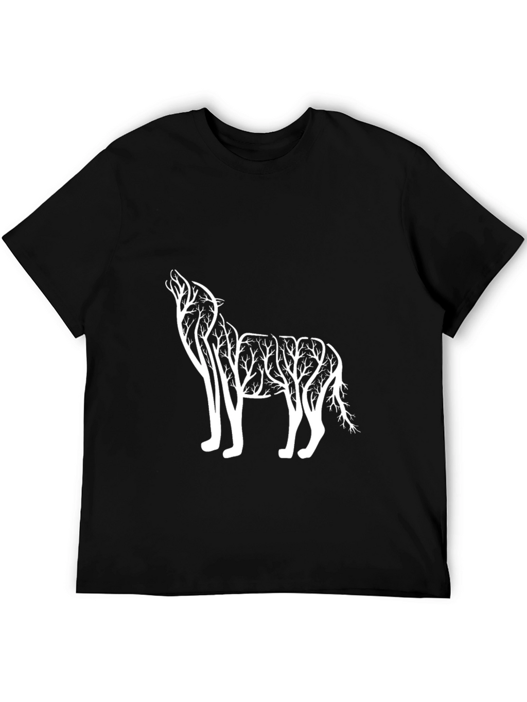 Wolf Tree Graphic Tee - Black Cotton T-Shirt