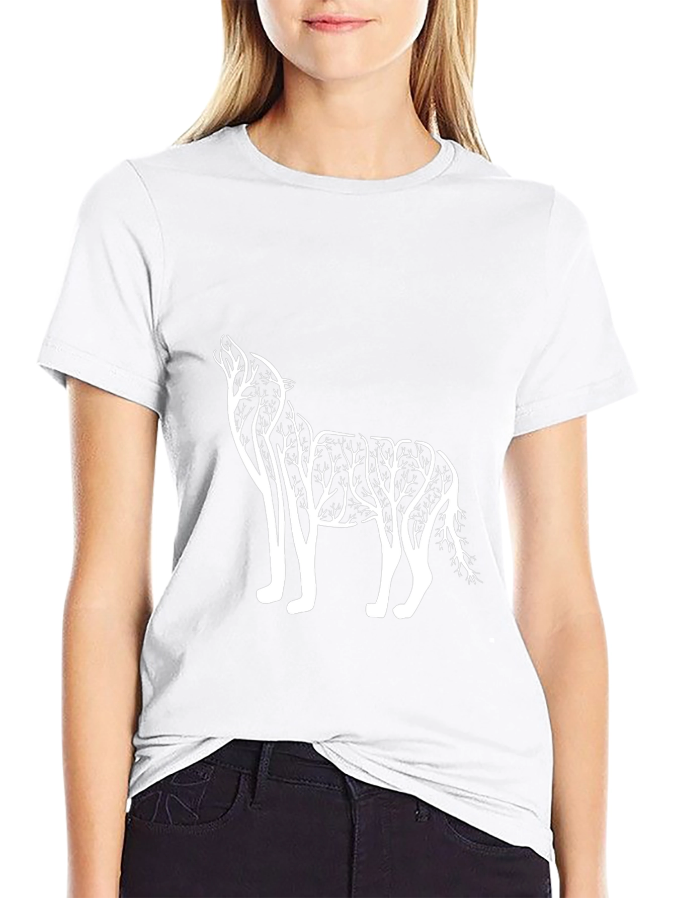 Wolf Tree Graphic Tee - Black Cotton T-Shirt