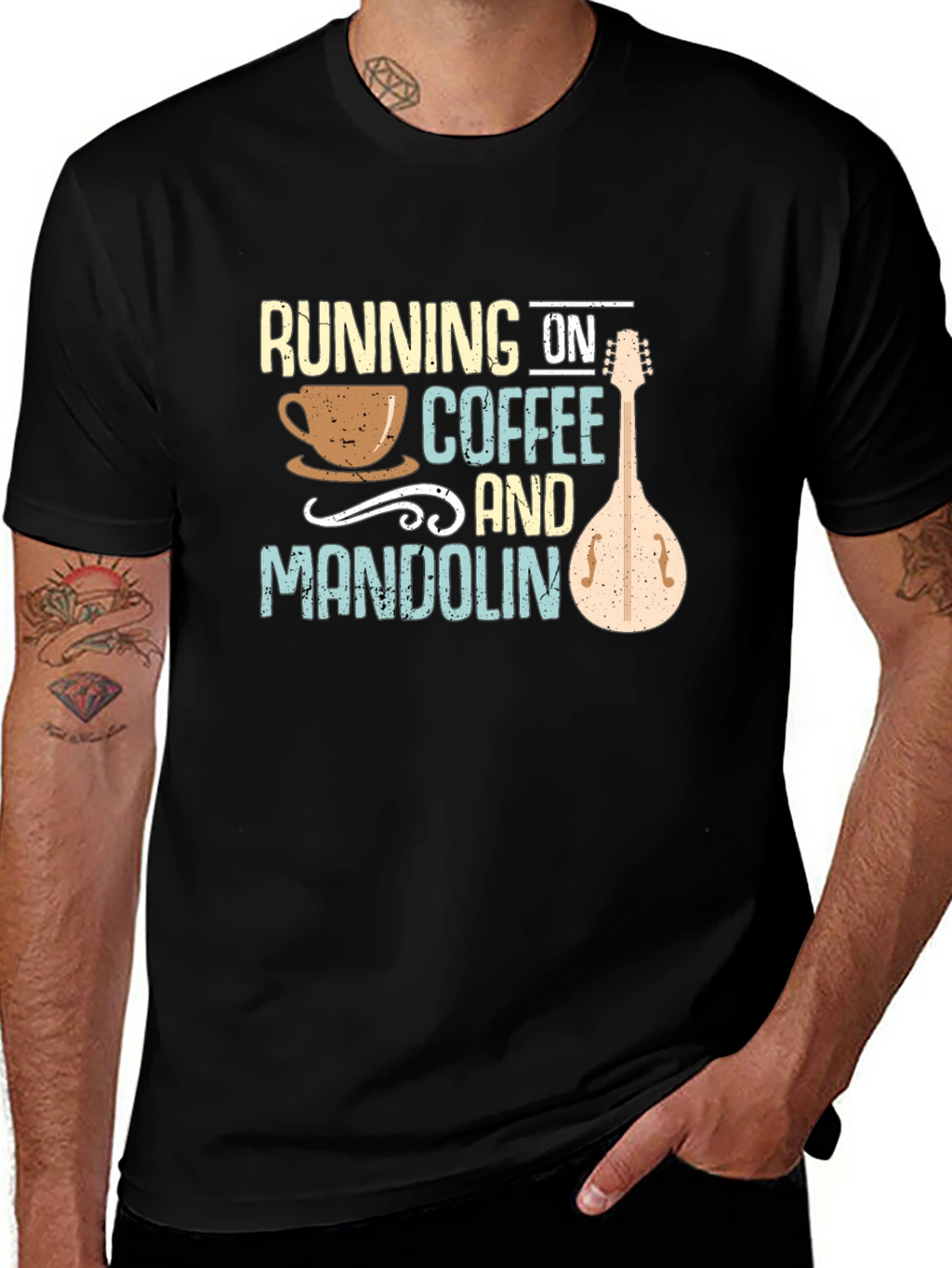 Running on Coffee and Mandolin Black T-Shirt