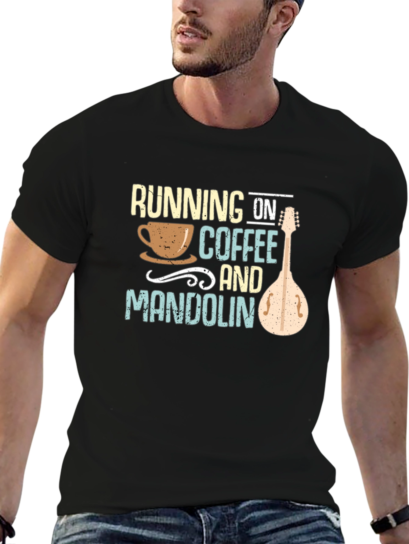 Running on Coffee and Mandolin Black T-Shirt