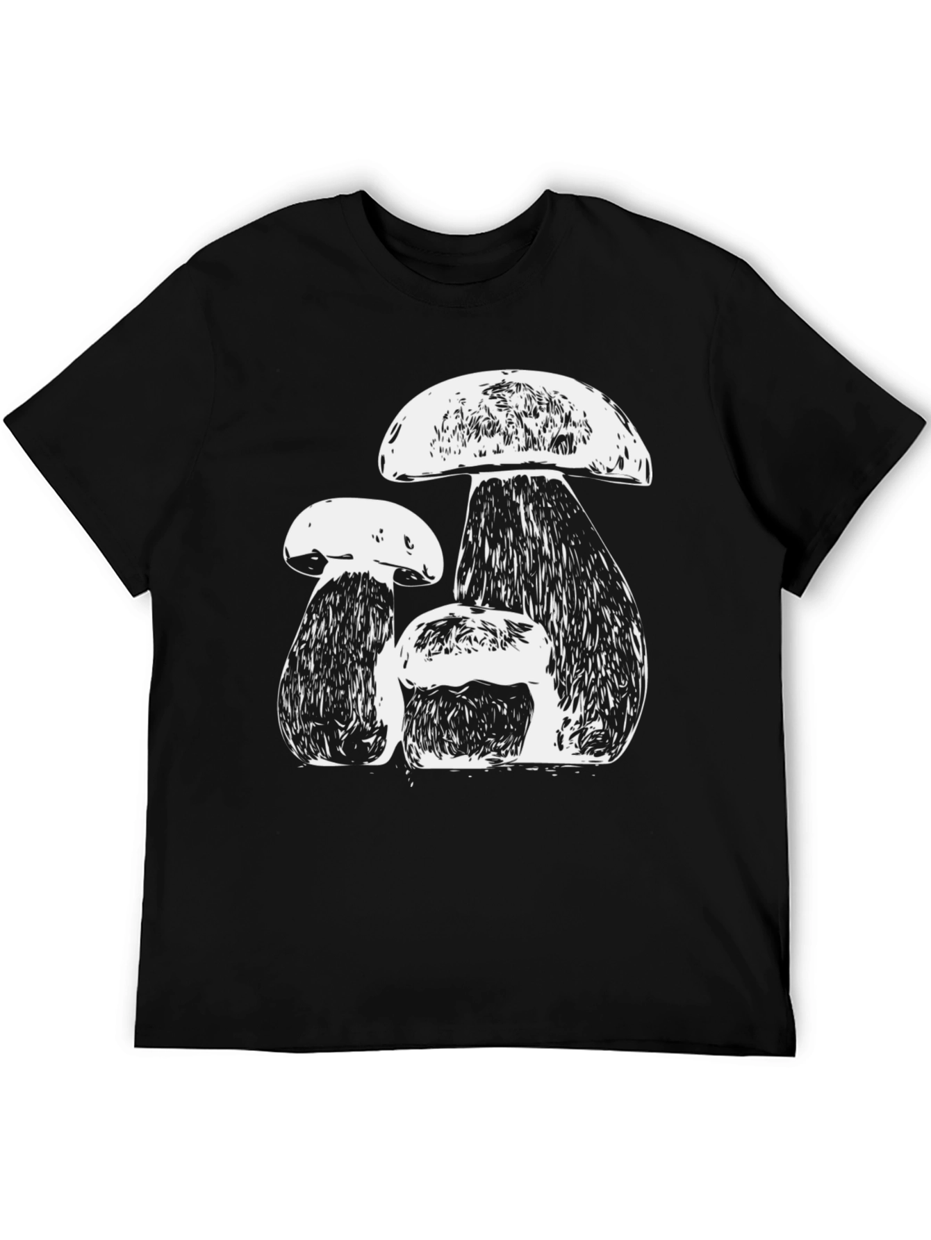 Mushroom Graphic Tee - Black Cotton T-Shirt