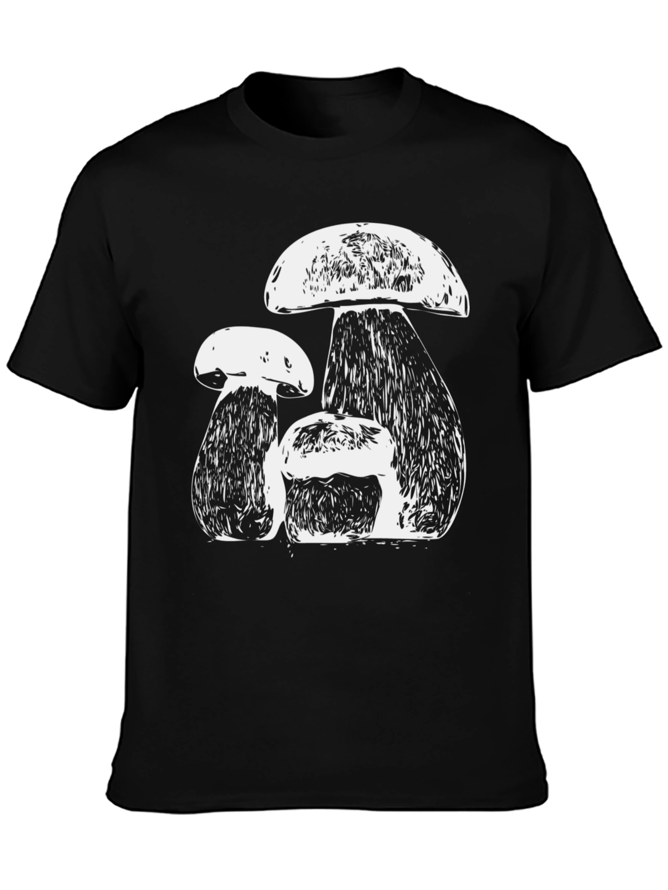 Mushroom Graphic Tee - Black Cotton T-Shirt