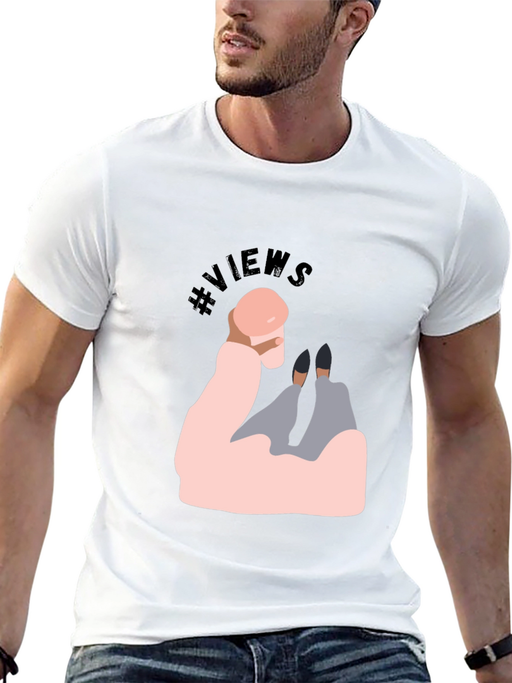 Trendy Graphic T-Shirt - #Views Design