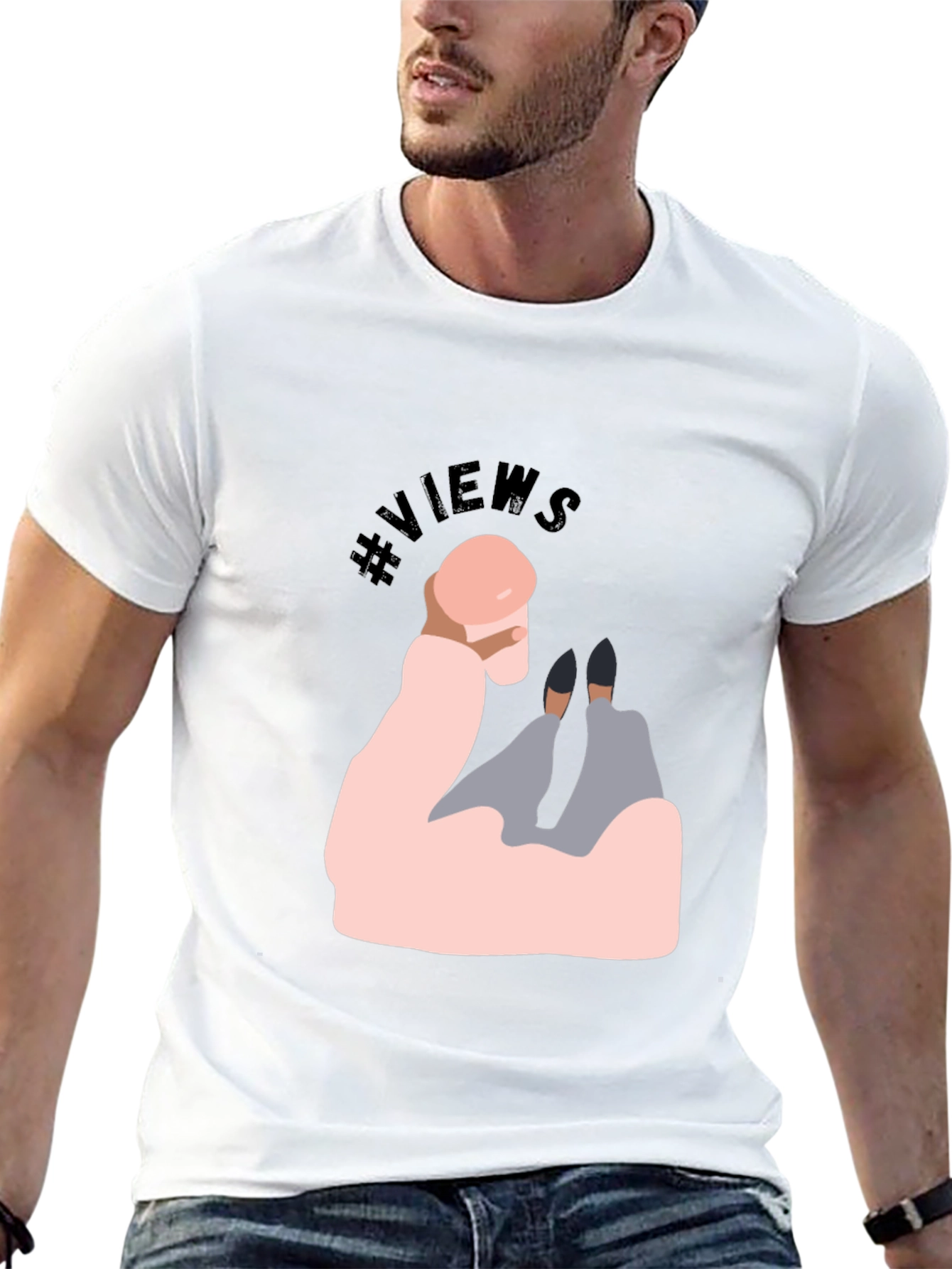 Trendy Graphic T-Shirt - #Views Design