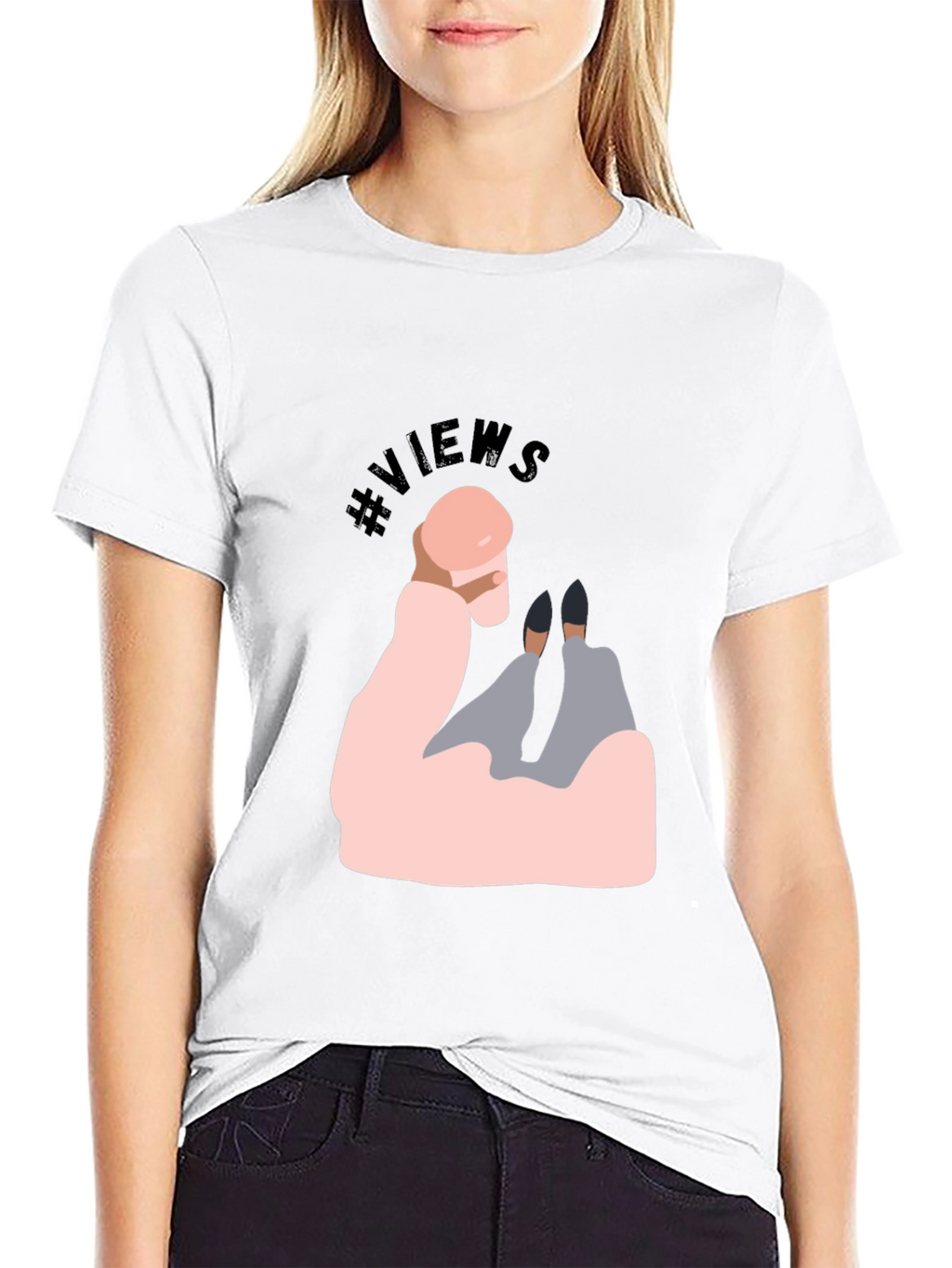 Trendy Graphic T-Shirt - #Views Design