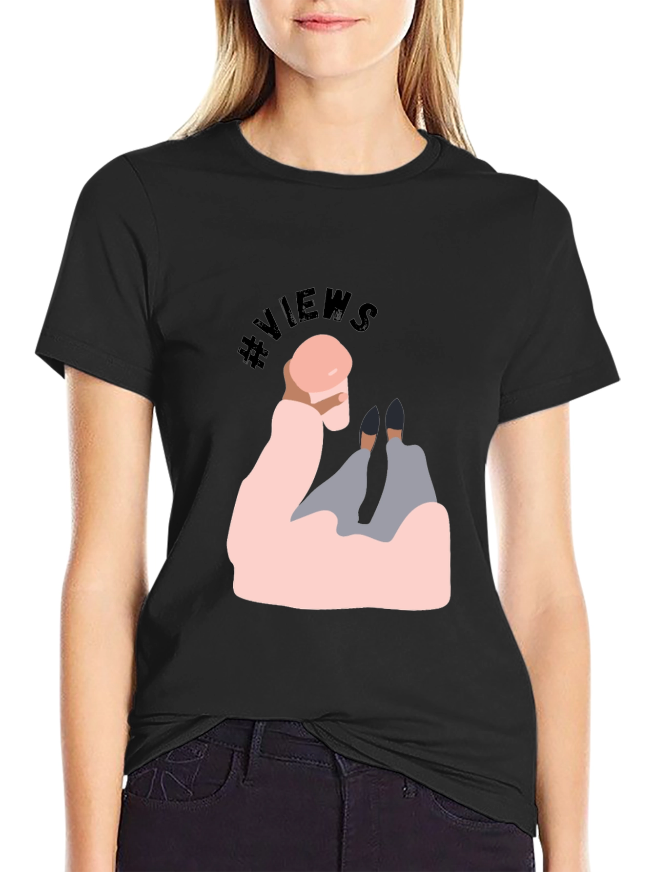 Trendy Graphic T-Shirt - #Views Design