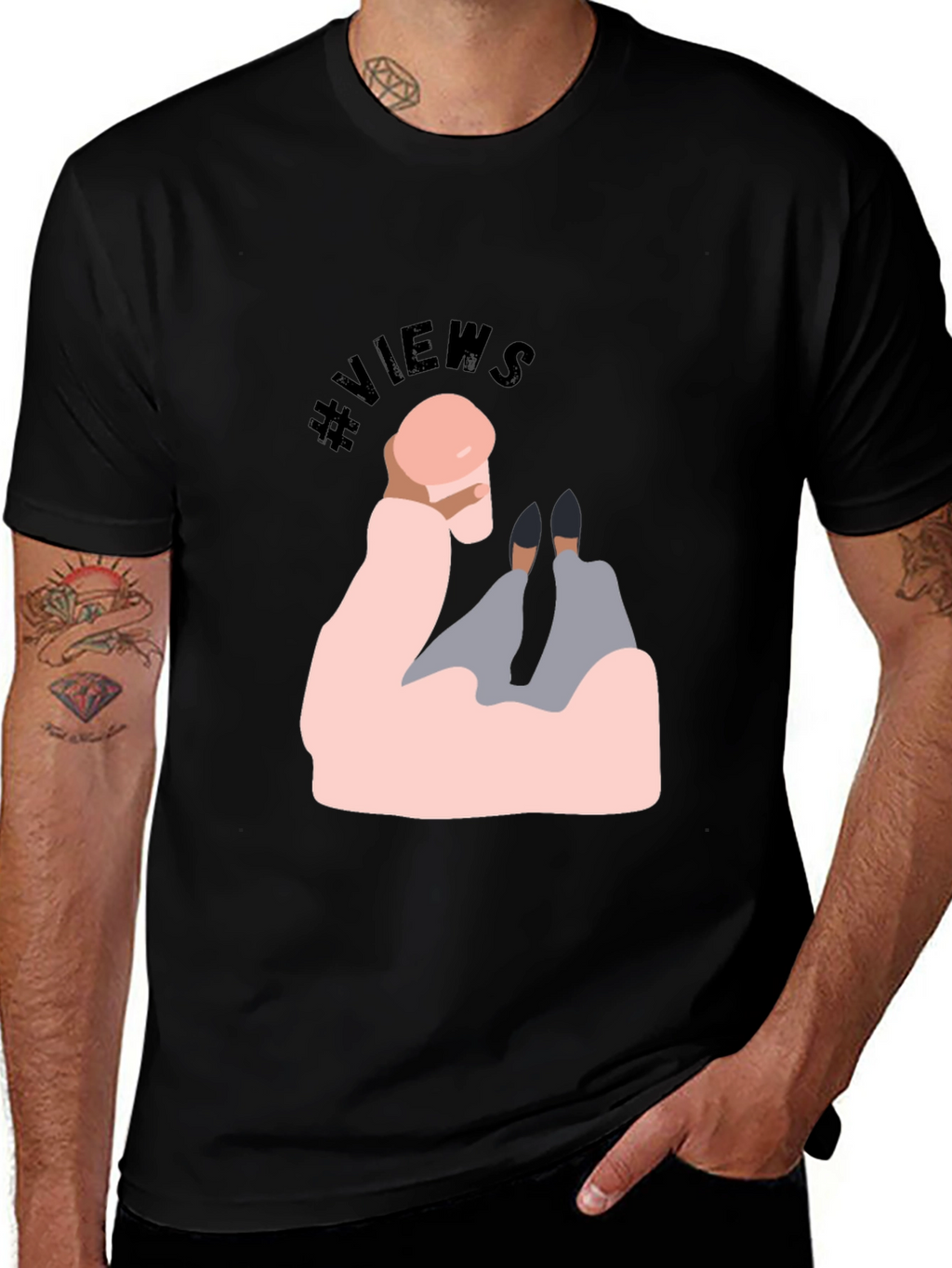 Trendy Graphic T-Shirt - #Views Design