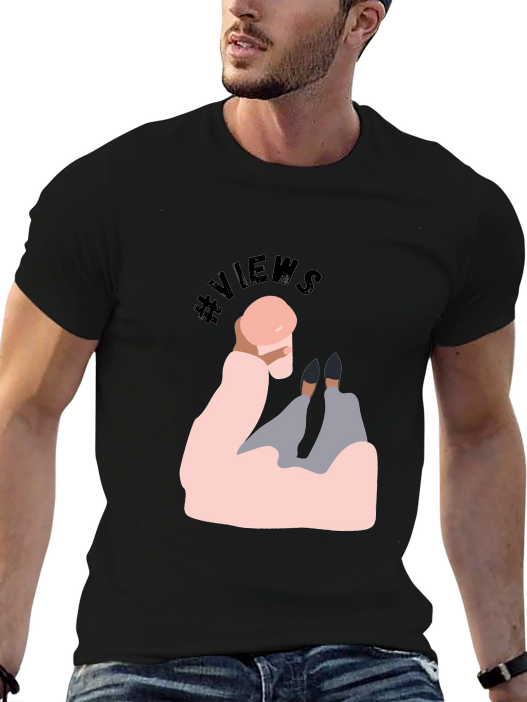 Trendy Graphic T-Shirt - #Views Design
