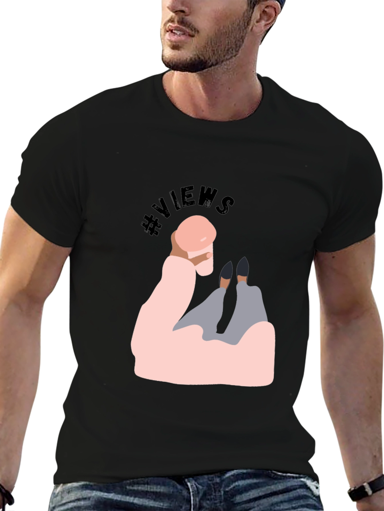 Trendy Graphic T-Shirt - #Views Design